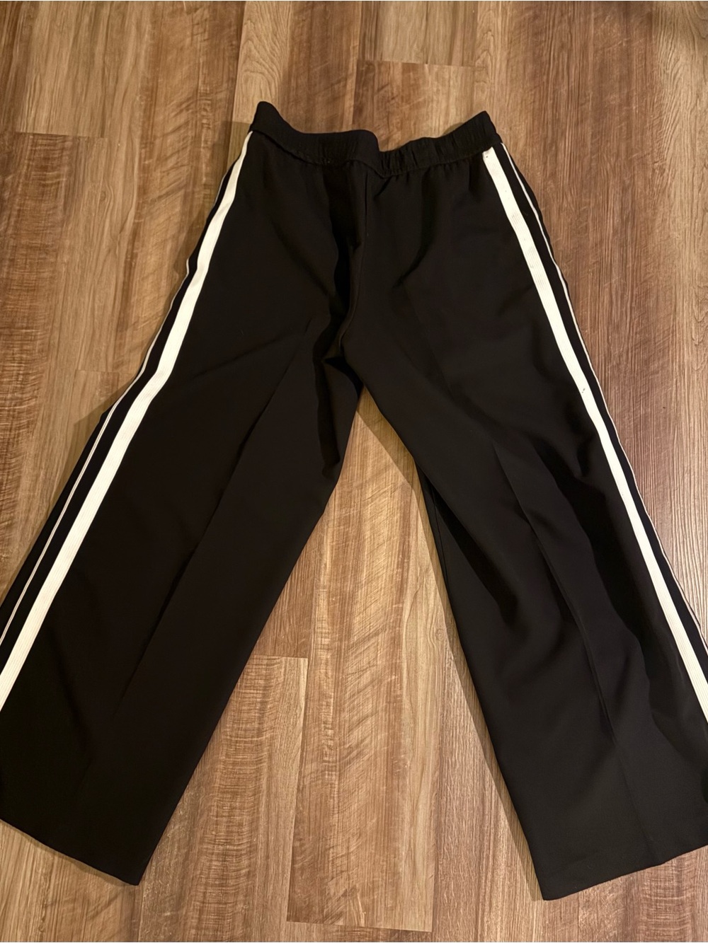 Zara Women’s Black Track Pants with White Side Stripes